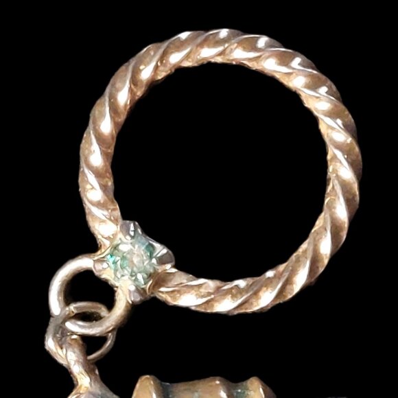 Emerald 14K Yellow and White (YW) Gold Oval Twist Hoop Earrings - Picture 3 of 7